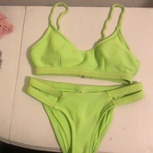 Neon green cheeky bikini